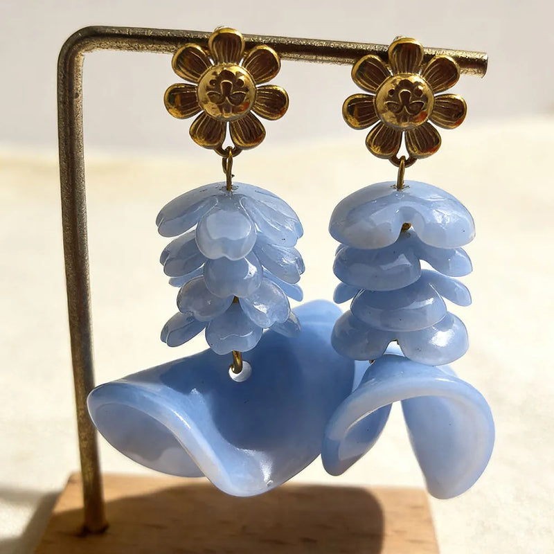 Vintage Blue Chalcedony Earrings