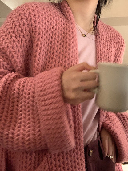 Color Oversized Knit Cardigan