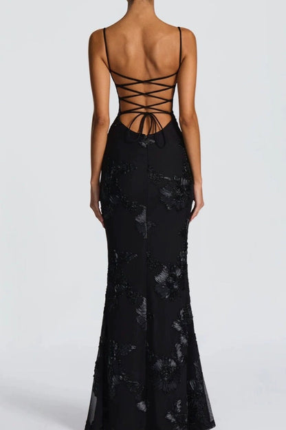 Strapless Embroidered Maxi Dress