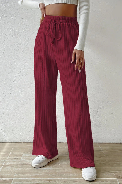 Elastic High Waist Straight Leg Knit Pants