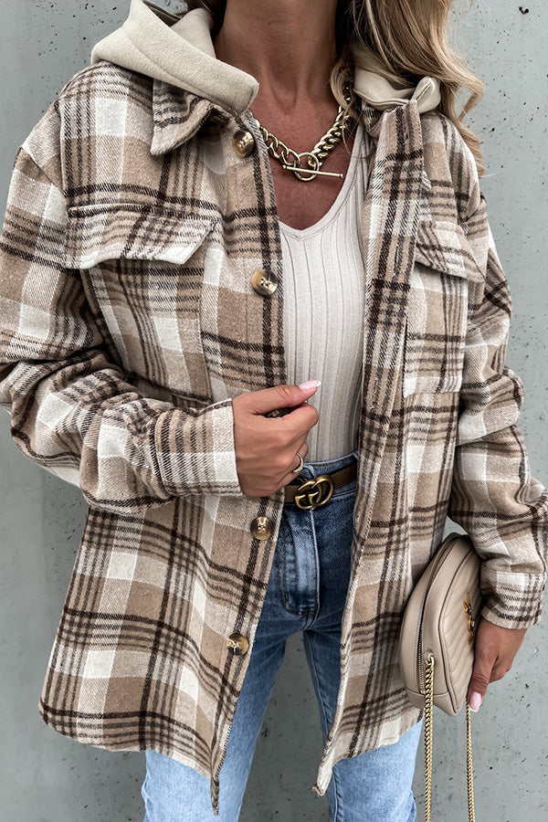 Street Style Plaid Hooded Coat