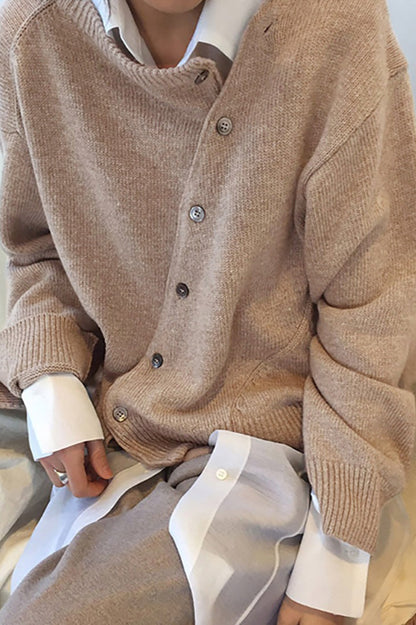 Asymmetrical Button Irregular Slouchy Sweater