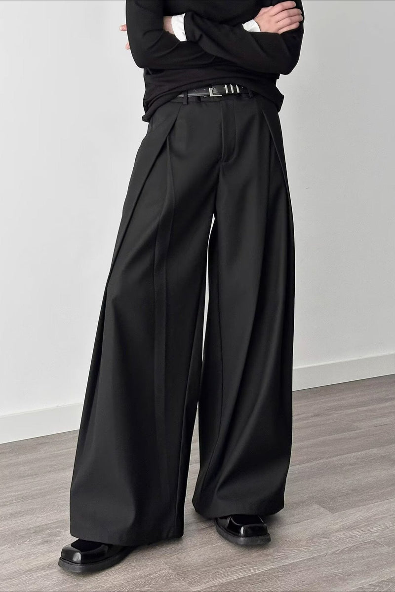 3d Pleat A-line Wide Leg Pants