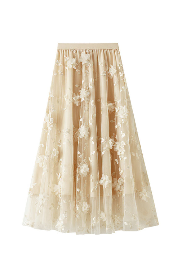 Mesh Embroidery Heavy Industry Skirt Large Size Gauze Skirt