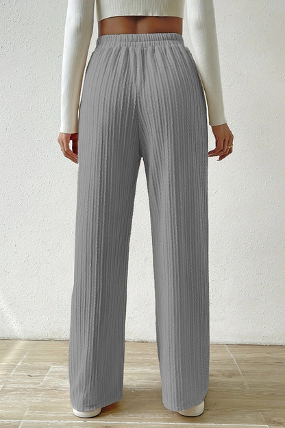 Elastic High Waist Straight Leg Knit Pants