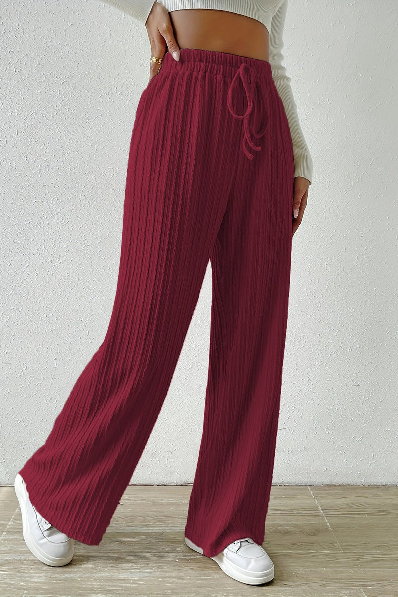 Elastic High Waist Straight Leg Knit Pants