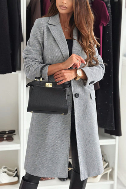 Fashionable Lapel Long Sleeve Single Breasted Loose Coat