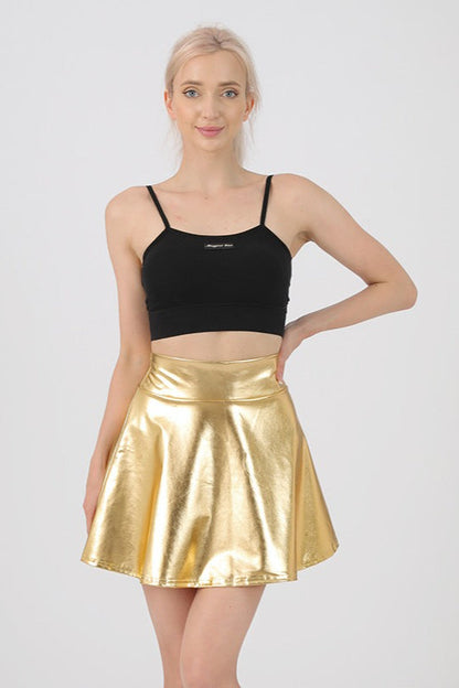 High Waist Color Glossy Performance Skirt