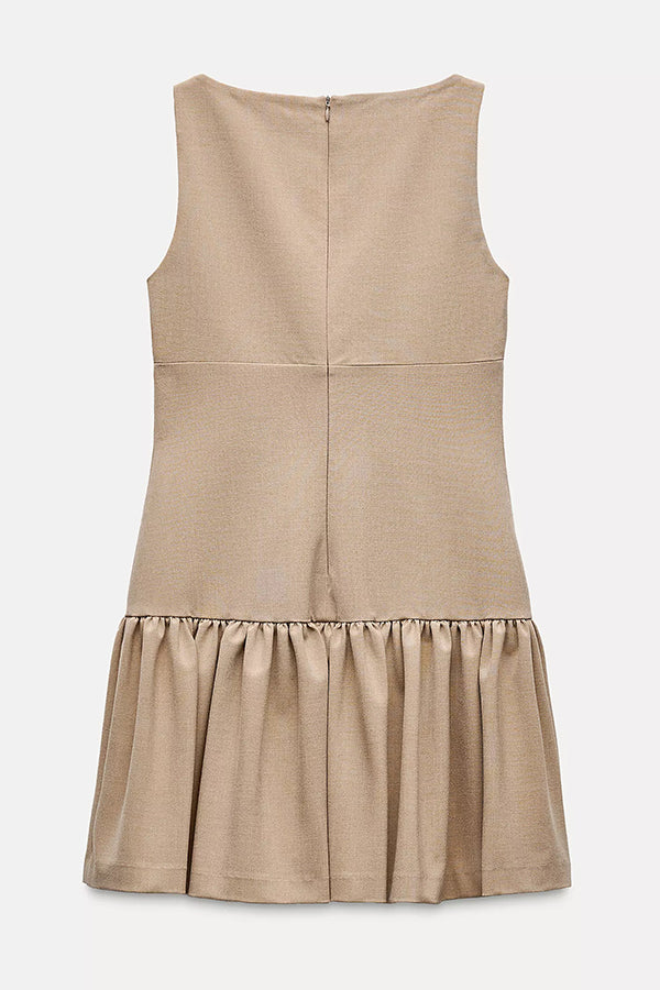 Velvet Bow Embellished Sleeveless Mini Dress