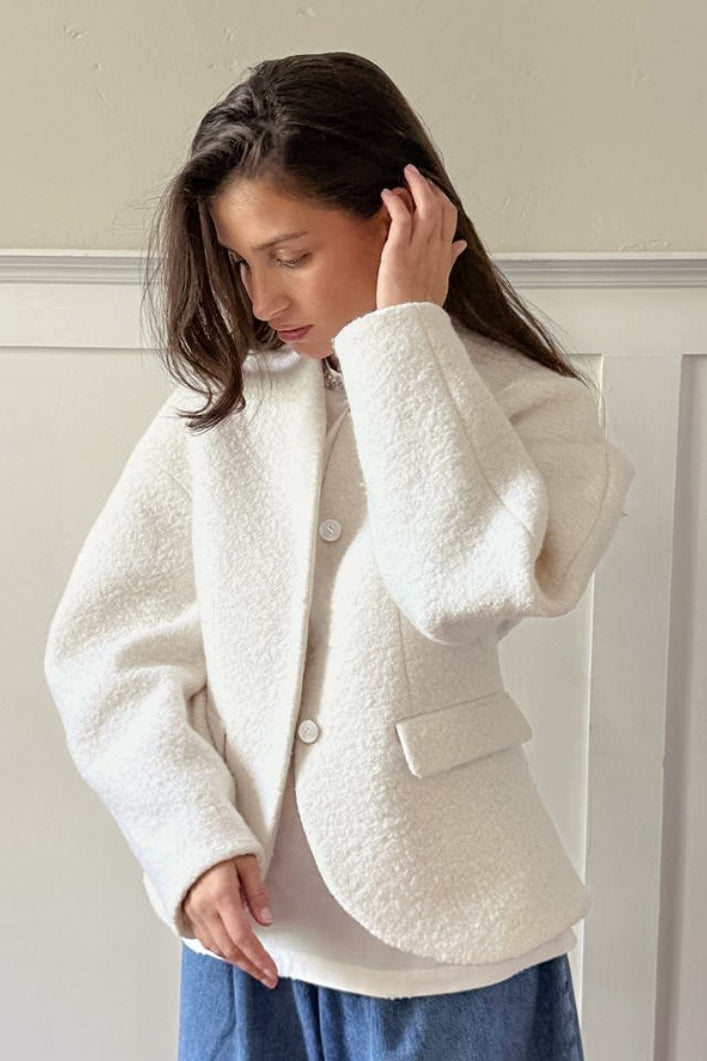 Wool V-neck Thickened Pocket Coat