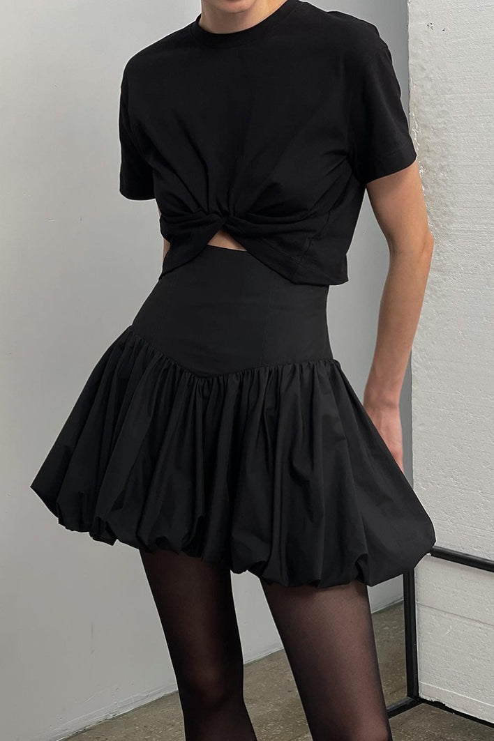 Cotton A-line High Waist Versatile Mini Skirt