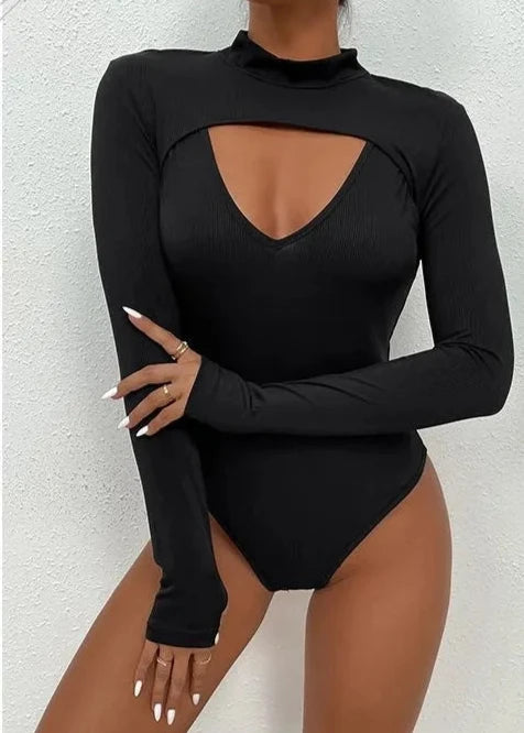 Black Hollow-out Jumpsuit - Bold Elegance