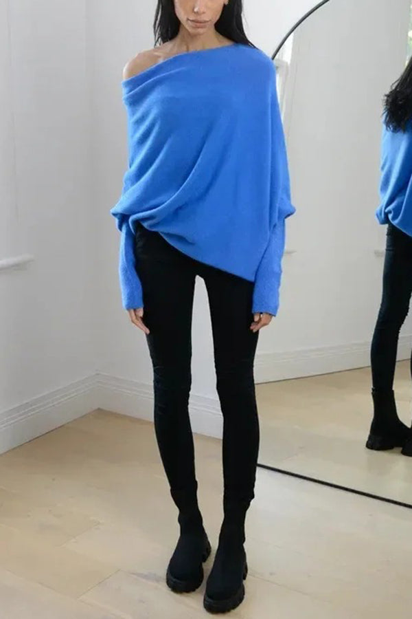 Color Round Neck Long Sleeve Loose Knitted Sweater
