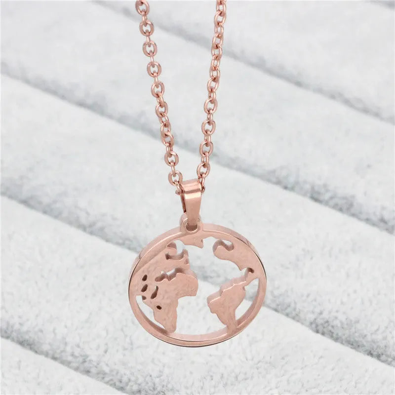 Rose Gold World Necklace