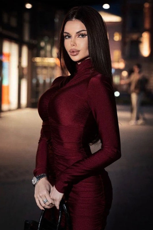 Red High Neck Maxi Dress