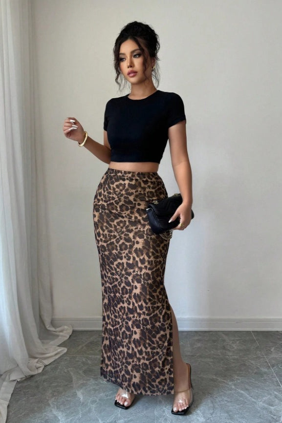Mesh High Waist Split Skirt