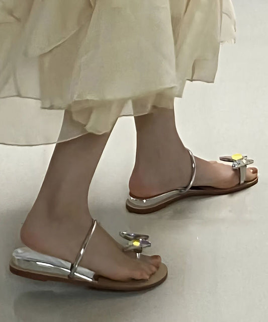 Fashionable and Versatile Butterfly Rhinestone Flat Slide Sandals