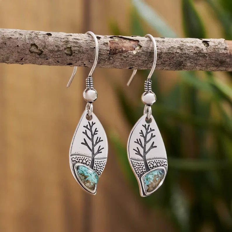 Vintage Tree Turquoise Earrings