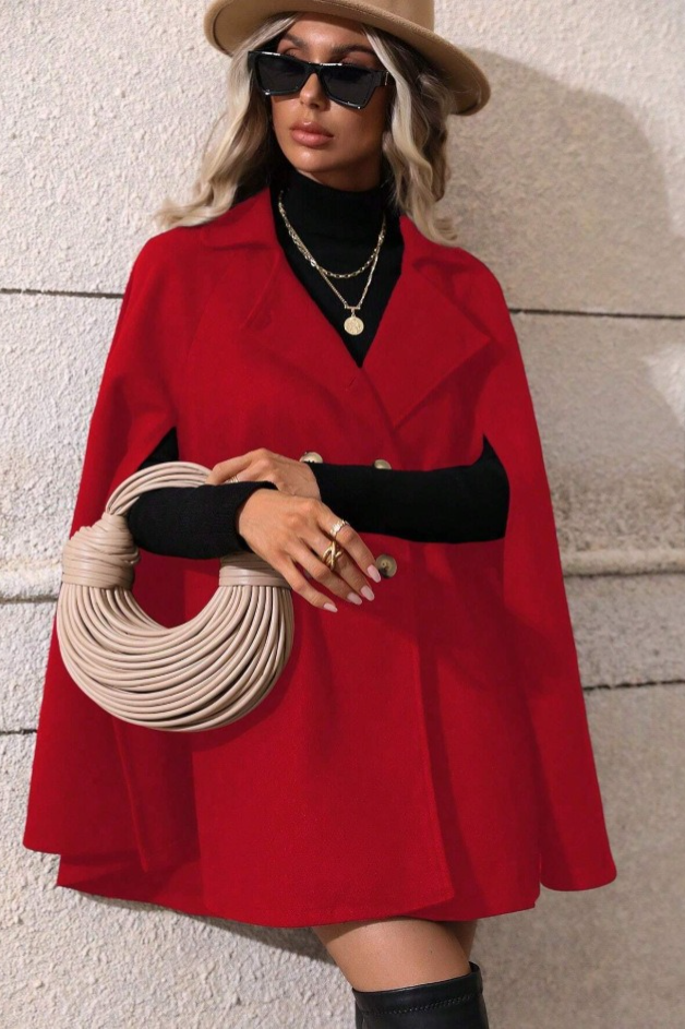 Double Breasted Loose Slim Wool Mid Length Coat