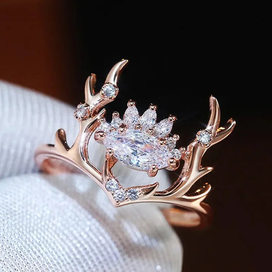 Elegant Elk Crystal Ring