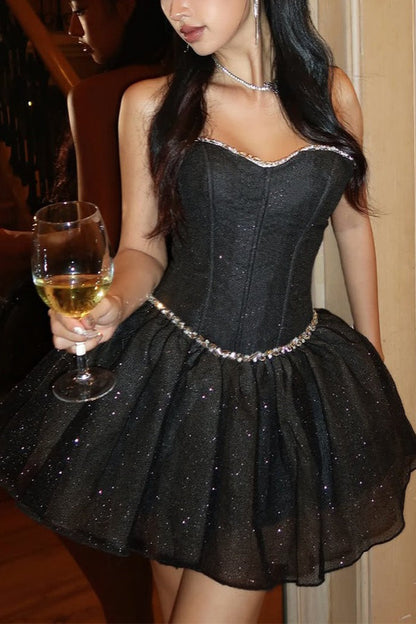 Strapless Corset Black Birthday Mini Dress