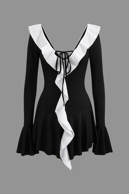 Sylvia Ruffle V-neck Mini Dress
