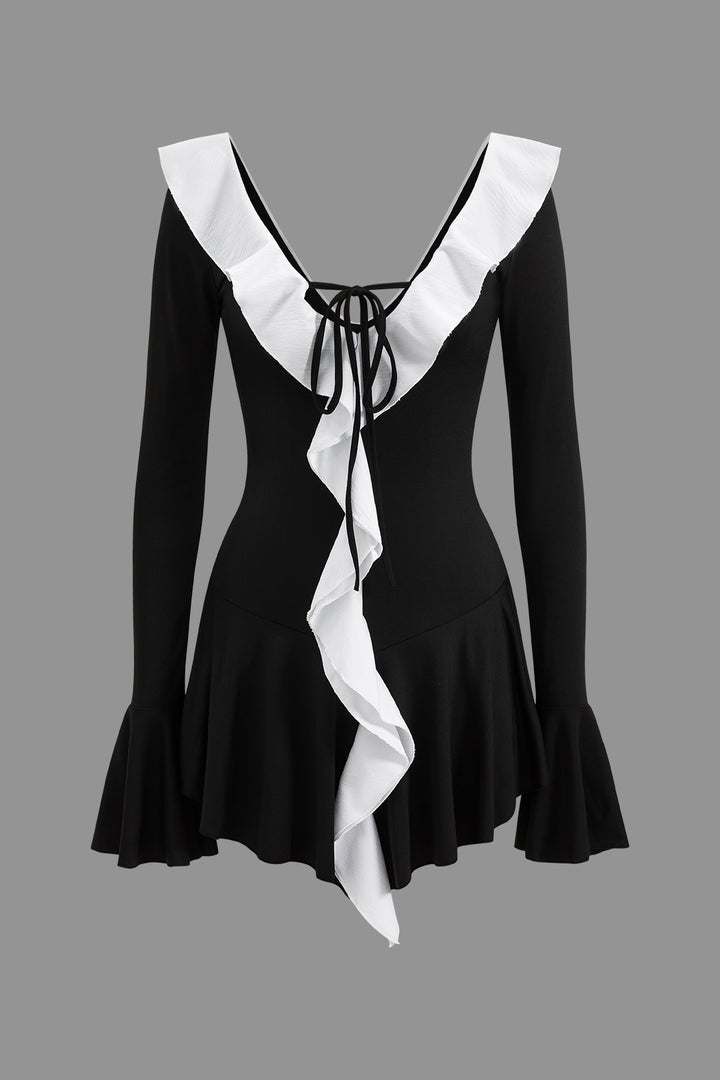 Sylvia Ruffle V-neck Mini Dress