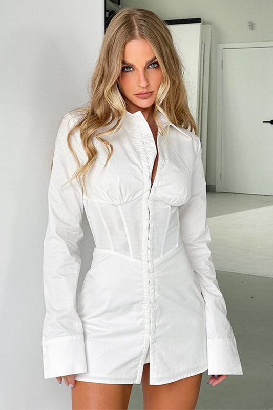Long Sleeve Polo Collar Blouse