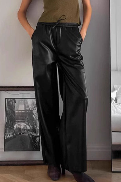 Fleece High Waist Straight Pants
