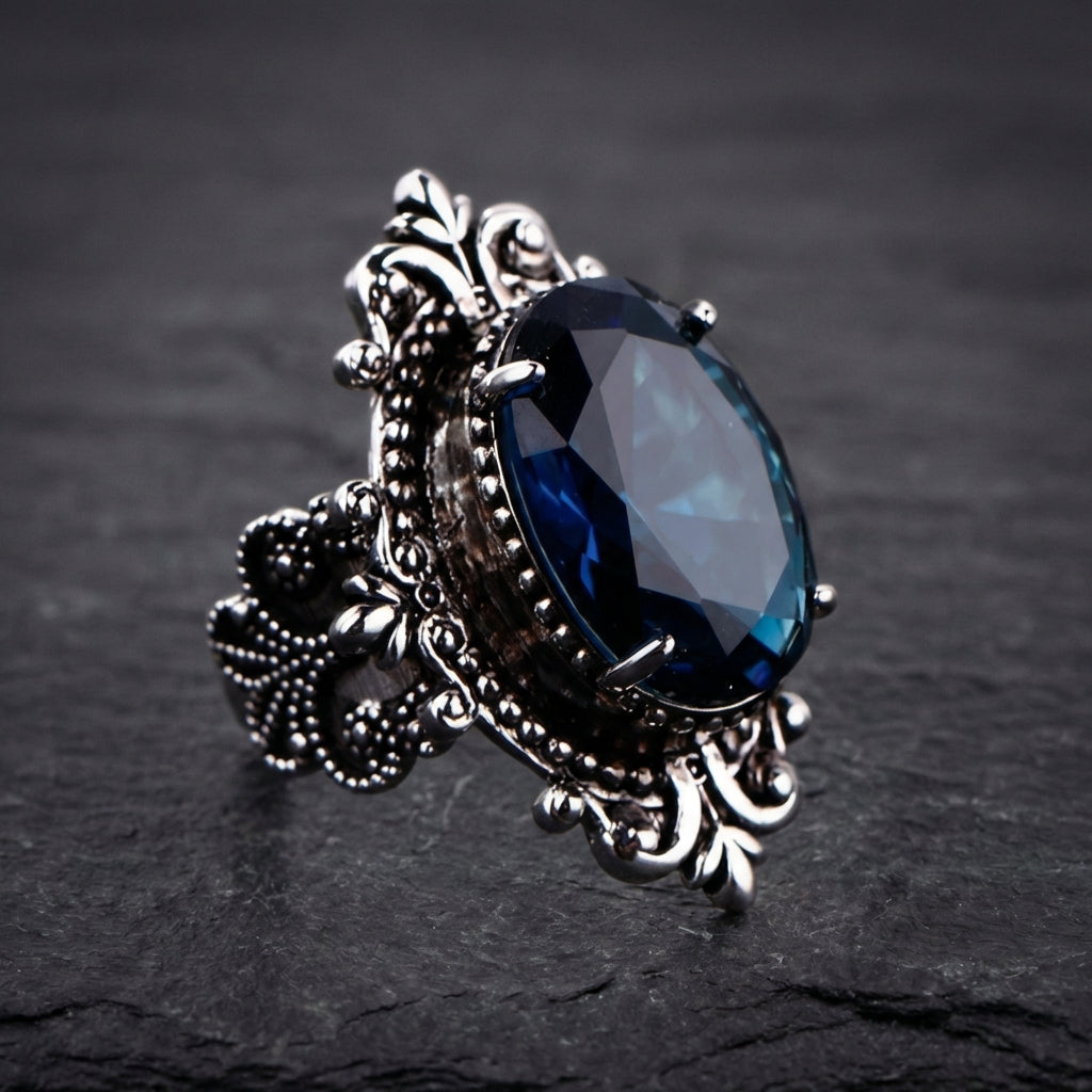 Vintage Dark Blue Stone Ring