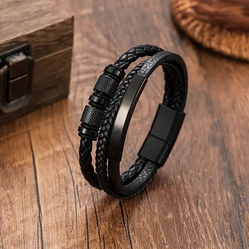 Layered Faux Leather Bracelet Luxurious