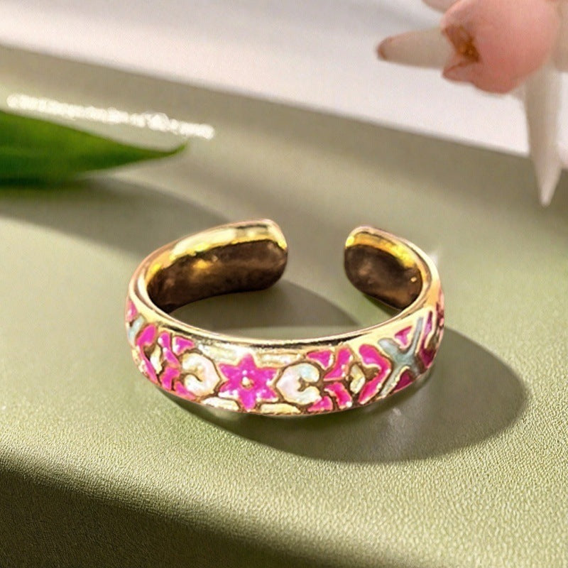 Colorful Enamel Cuff Ring