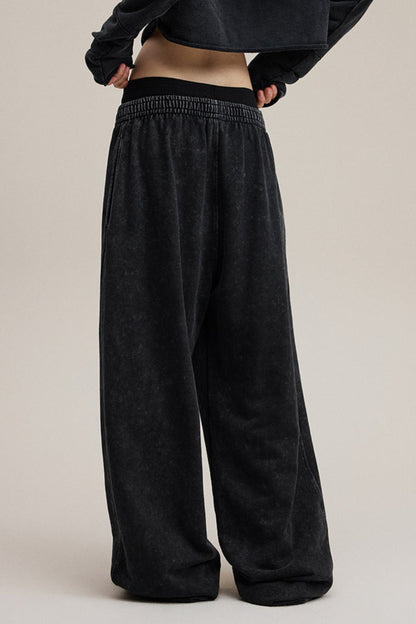 Double Waist Denim Knit Pants
