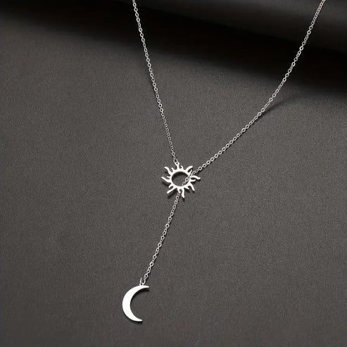 Sun Moon Lariat Necklace