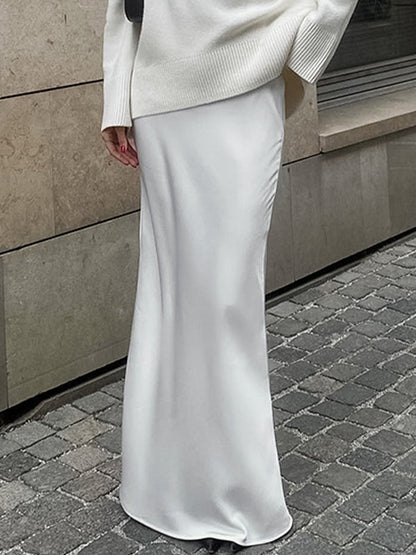 Satin High Rise Mermaid Maxi Skirt