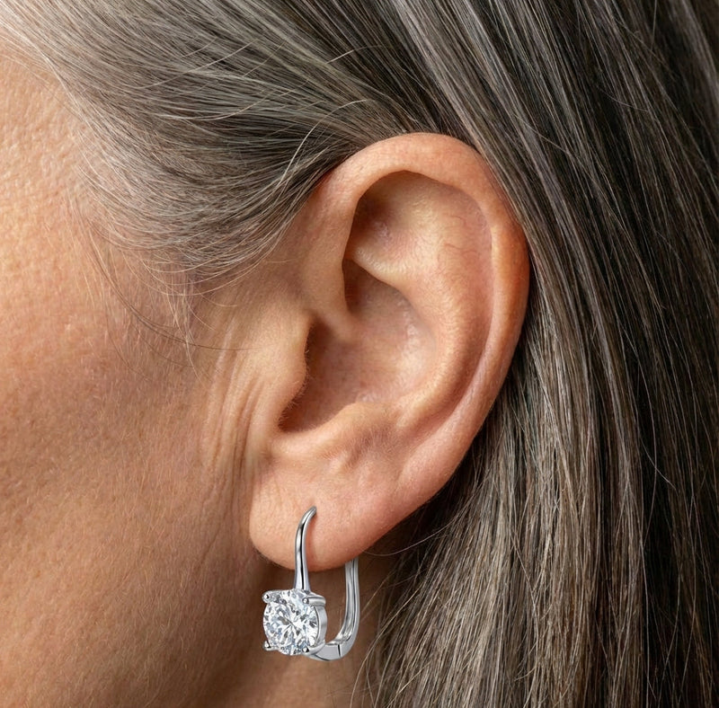 Classic Crystal Hoop Silver Earrings