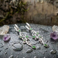 Charm Flower Green Stone Drop Earrings