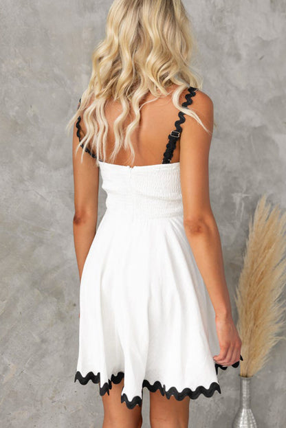 Aimie Color Wavy Lace Suspender Mini Dress