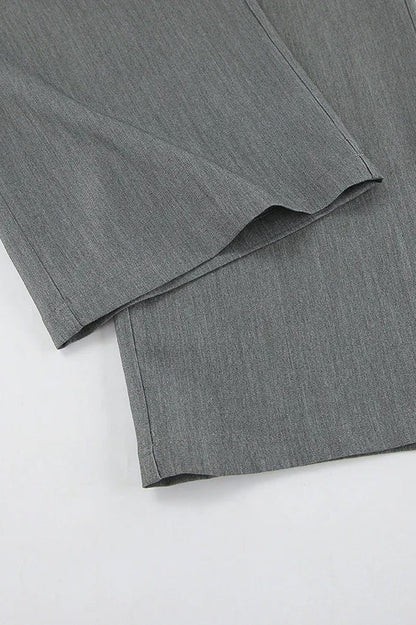 Contrast Color Grey Versatile Office Pants