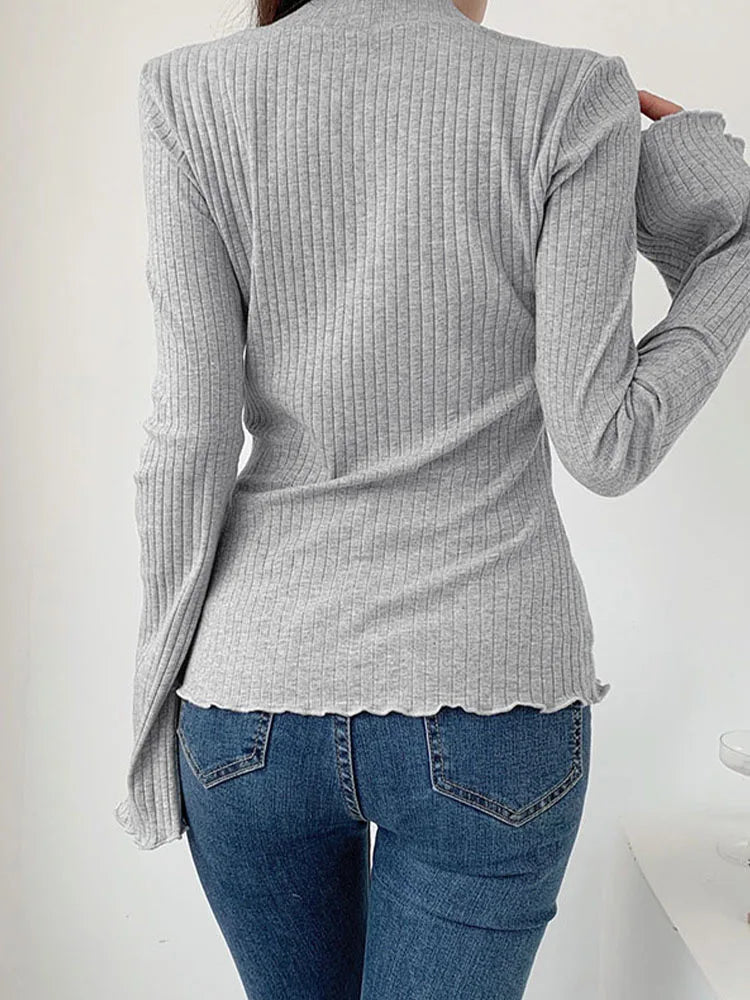 Y2k Lace Patchwork Fake Two Piece T-shirt Flare Long Sleeve Tops Spring Kawaii Clothes Korean Shirt