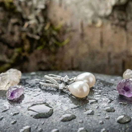 Bright Dangling Pearl Earrings