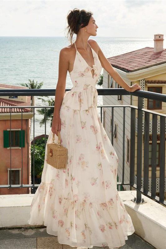 Slim Fit Deep V High Waist Maxi Dress