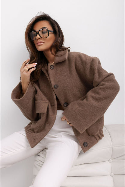 Wool Pocket Elastic Snap Coat