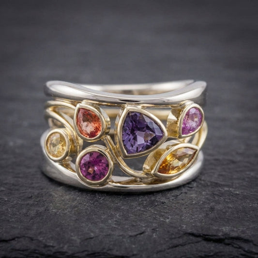 Vintage Gold & Silver Colorful Zirconia Ring