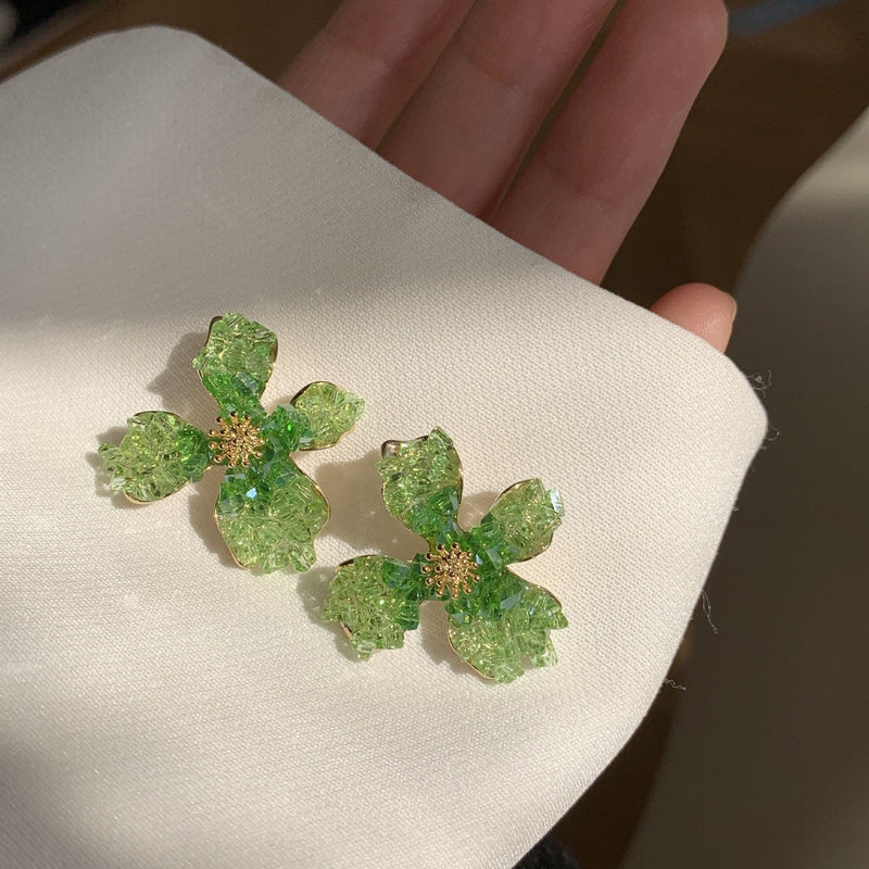 Vintage Green Crystal Earrings