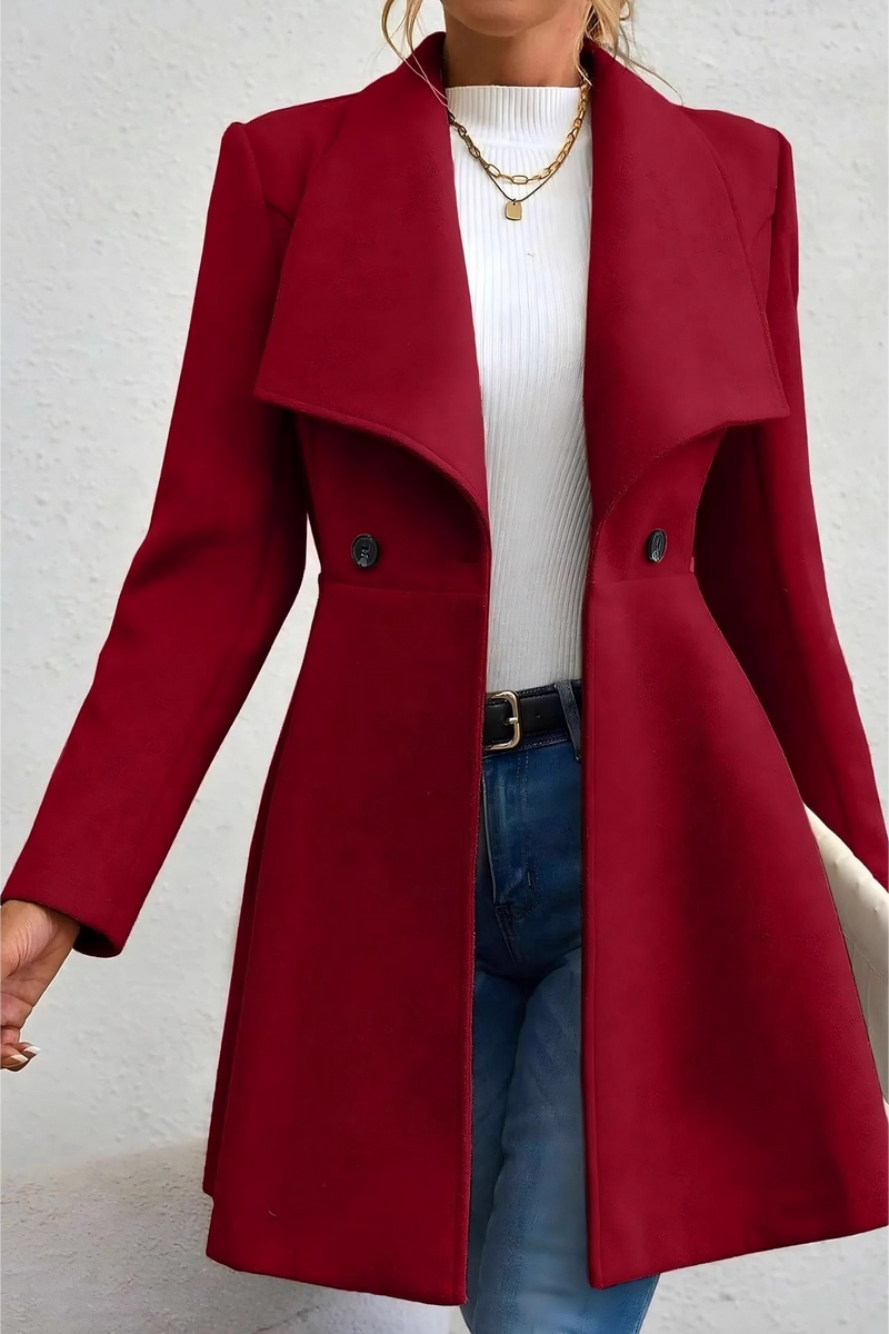 Lapel Double-breasted Thickened Wool Blend Overcoat