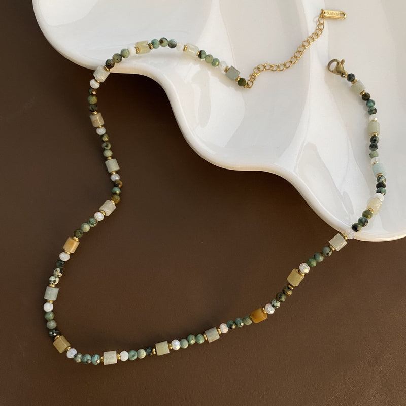 Bohemian Jade Beaded Necklace