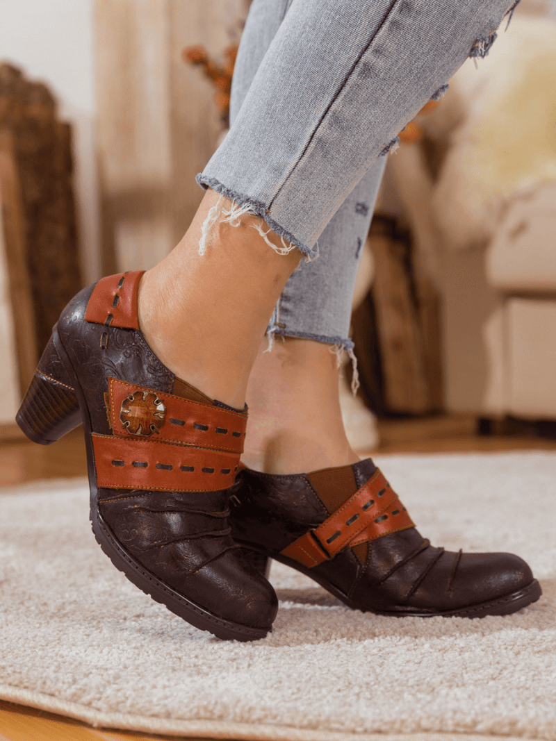 Soffia | Ruched Brown Leather Pump