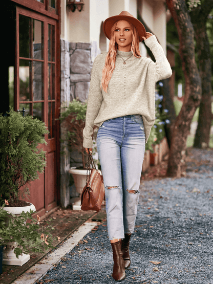 Wiley Relaxed Turtleneck Sweater - Beige