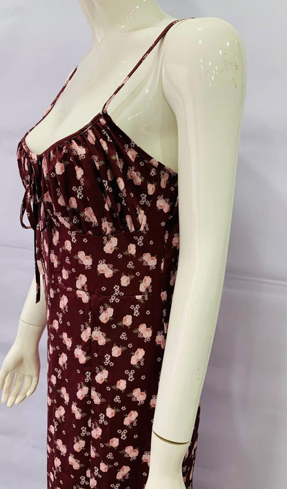 Wine Bustier Midi Dress